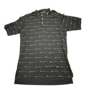 Vintage Polo Golf Ralph Lauren Mens Large‎ Navy Blue Golf Club Print Polo Shirt